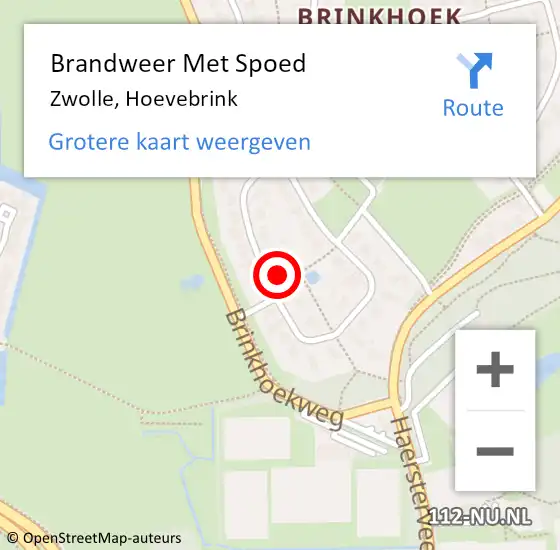 Locatie op kaart van de 112 melding: Brandweer Met Spoed Naar Zwolle, Hoevebrink op 24 februari 2017 07:05