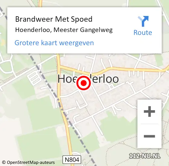Locatie op kaart van de 112 melding: Brandweer Met Spoed Naar Hoenderloo, Meester Gangelweg op 24 februari 2017 07:42
