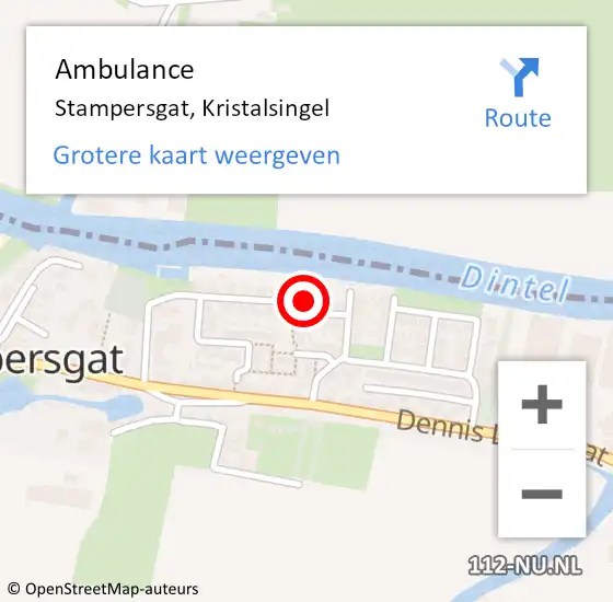 Locatie op kaart van de 112 melding: Ambulance Stampersgat, Kristalsingel op 24 februari 2017 08:24