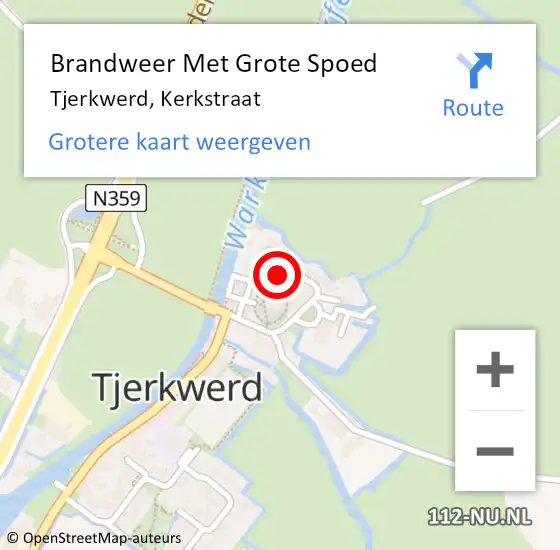 Locatie op kaart van de 112 melding: Brandweer Met Grote Spoed Naar Tjerkwerd, Kerkstraat op 12 januari 2014 04:06