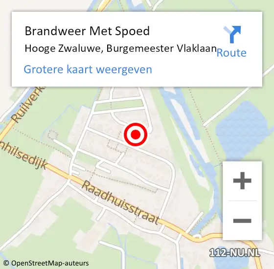 Locatie op kaart van de 112 melding: Brandweer Met Spoed Naar Hooge Zwaluwe, Burgemeester Vlaklaan op 24 februari 2017 09:42