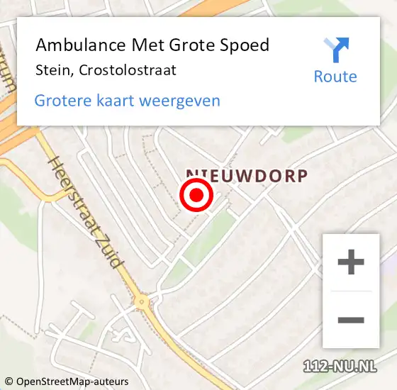 Locatie op kaart van de 112 melding: Ambulance Met Grote Spoed Naar Stein, Crostolostraat op 12 januari 2014 04:43