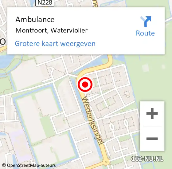 Locatie op kaart van de 112 melding: Ambulance Montfoort, Waterviolier op 24 februari 2017 10:51