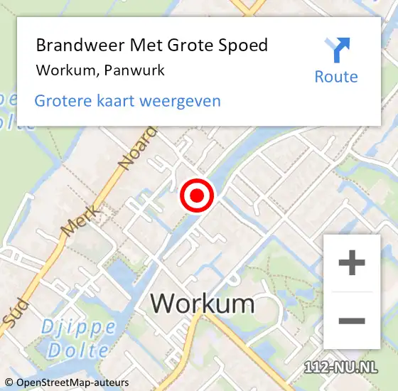 Locatie op kaart van de 112 melding: Brandweer Met Grote Spoed Naar Workum, Panwurk op 24 februari 2017 11:04