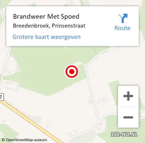 Locatie op kaart van de 112 melding: Brandweer Met Spoed Naar Breedenbroek, Prinsenstraat op 24 februari 2017 11:25