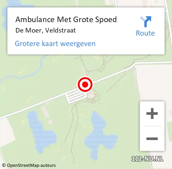 Locatie op kaart van de 112 melding: Ambulance Met Grote Spoed Naar De Moer, Veldstraat op 24 februari 2017 11:25