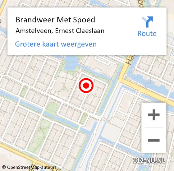 Locatie op kaart van de 112 melding: Brandweer Met Spoed Naar Amstelveen, Ernest Claeslaan op 24 februari 2017 11:41