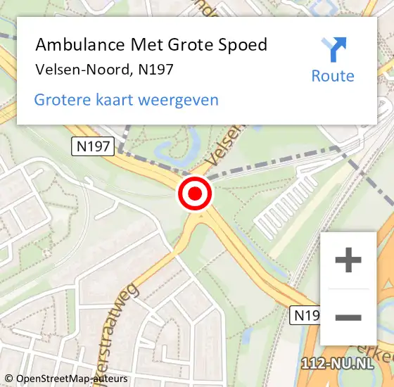 Locatie op kaart van de 112 melding: Ambulance Met Grote Spoed Naar Velsen-Noord, N197 op 24 februari 2017 11:56