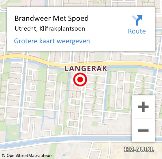 Locatie op kaart van de 112 melding: Brandweer Met Spoed Naar Utrecht, Klifrakplantsoen op 24 februari 2017 12:08