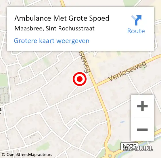 Locatie op kaart van de 112 melding: Ambulance Met Grote Spoed Naar Maasbree, Sint Rochusstraat op 24 februari 2017 12:14