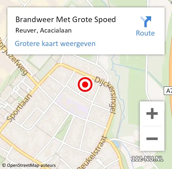 Locatie op kaart van de 112 melding: Brandweer Met Grote Spoed Naar Reuver, Acacialaan op 24 februari 2017 12:32