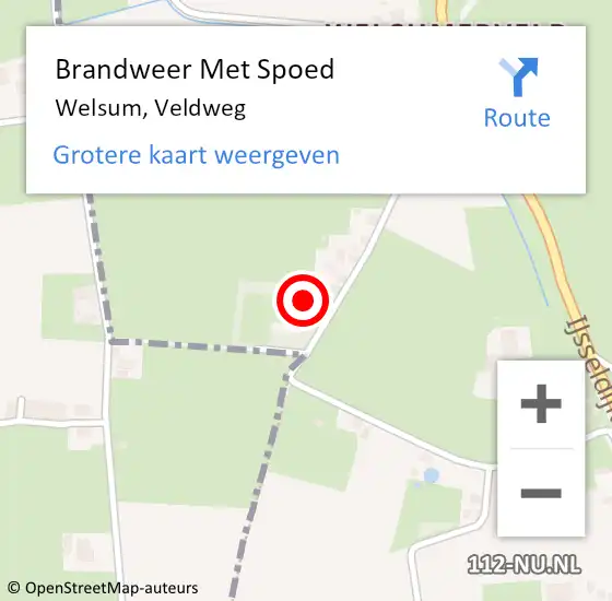 Locatie op kaart van de 112 melding: Brandweer Met Spoed Naar Welsum, Veldweg op 24 februari 2017 12:35