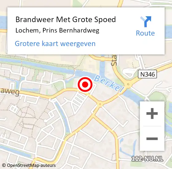 Locatie op kaart van de 112 melding: Brandweer Met Grote Spoed Naar Lochem, Prins Bernhardweg op 24 februari 2017 12:37