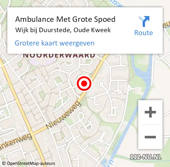 Locatie op kaart van de 112 melding: Ambulance Met Grote Spoed Naar Wijk bij Duurstede, Oude Kweek op 24 februari 2017 12:42