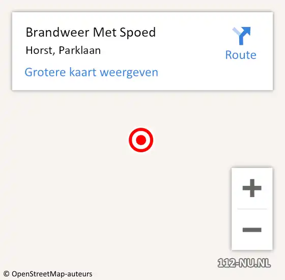 Locatie op kaart van de 112 melding: Brandweer Met Spoed Naar Horst, Parklaan op 24 februari 2017 13:07