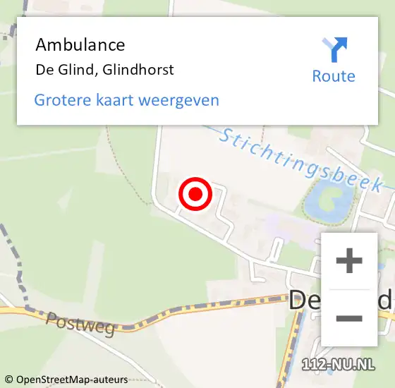 Locatie op kaart van de 112 melding: Ambulance De Glind, Glindhorst op 24 februari 2017 13:08