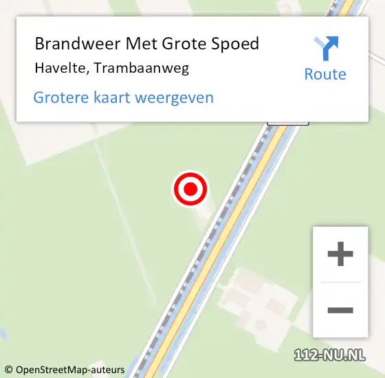 Locatie op kaart van de 112 melding: Brandweer Met Grote Spoed Naar Havelte, Trambaanweg op 24 februari 2017 13:23