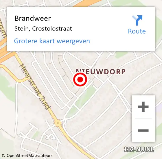 Locatie op kaart van de 112 melding: Brandweer Stein, Crostolostraat op 12 januari 2014 05:36