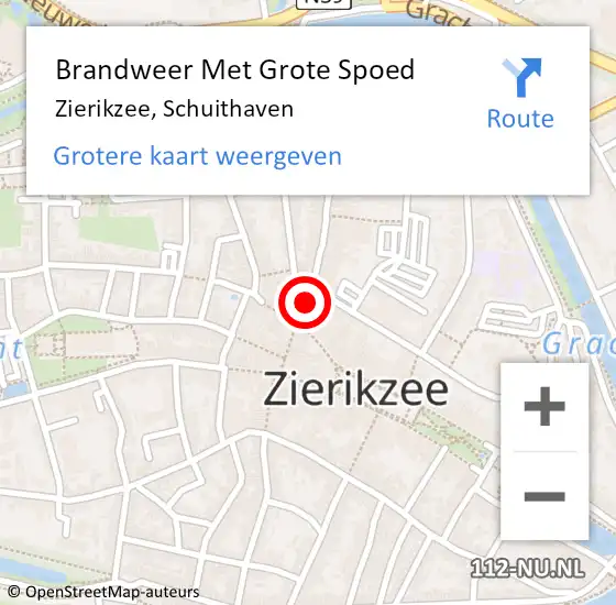 Locatie op kaart van de 112 melding: Brandweer Met Grote Spoed Naar Zierikzee, Schuithaven op 12 januari 2014 05:37