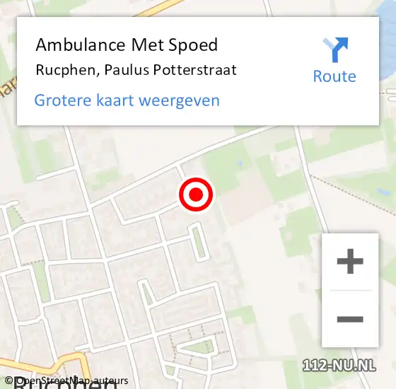 Locatie op kaart van de 112 melding: Ambulance Met Spoed Naar Rucphen, Paulus Potterstraat op 12 januari 2014 05:37