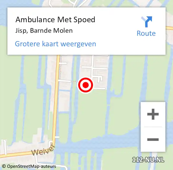 Locatie op kaart van de 112 melding: Ambulance Met Spoed Naar Jisp, Barnde Molen op 24 februari 2017 13:56