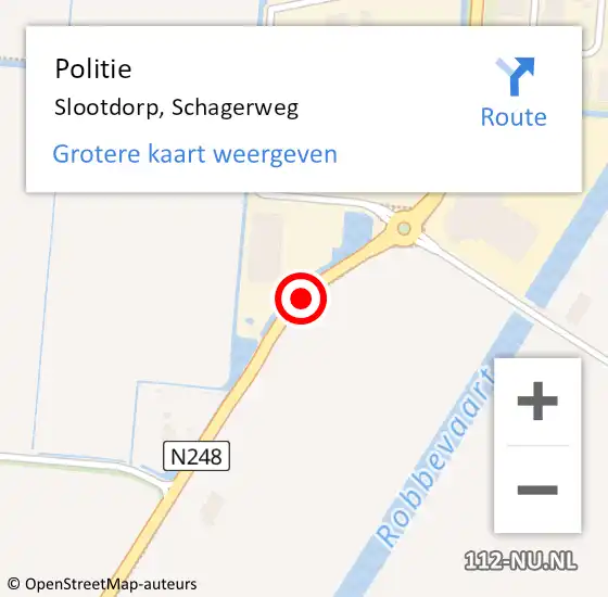 Locatie op kaart van de 112 melding: Politie Slootdorp, Schagerweg op 24 februari 2017 14:10