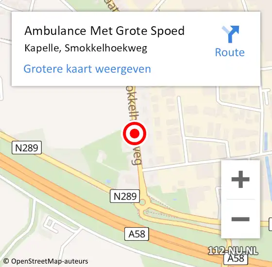 Locatie op kaart van de 112 melding: Ambulance Met Grote Spoed Naar Kapelle, Smokkelhoekweg op 24 februari 2017 14:25