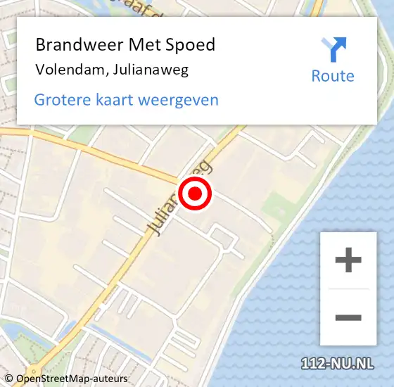 Locatie op kaart van de 112 melding: Brandweer Met Spoed Naar Volendam, Julianaweg op 24 februari 2017 15:33