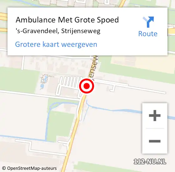 Locatie op kaart van de 112 melding: Ambulance Met Grote Spoed Naar 's-Gravendeel, Strijenseweg op 24 februari 2017 15:46