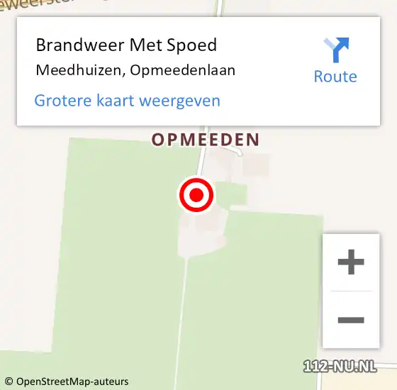 Locatie op kaart van de 112 melding: Brandweer Met Spoed Naar Meedhuizen, Opmeedenlaan op 24 februari 2017 15:58