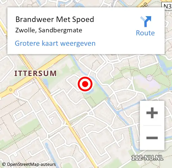 Locatie op kaart van de 112 melding: Brandweer Met Spoed Naar Zwolle, Sandbergmate op 24 februari 2017 16:12