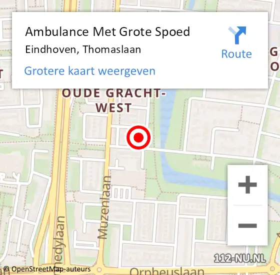 Locatie op kaart van de 112 melding: Ambulance Met Grote Spoed Naar Eindhoven, Thomaslaan op 24 februari 2017 16:36