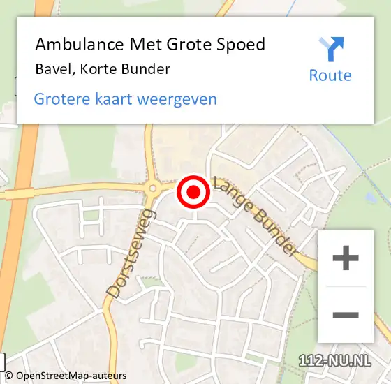 Locatie op kaart van de 112 melding: Ambulance Met Grote Spoed Naar Bavel, Korte Bunder op 24 februari 2017 17:22