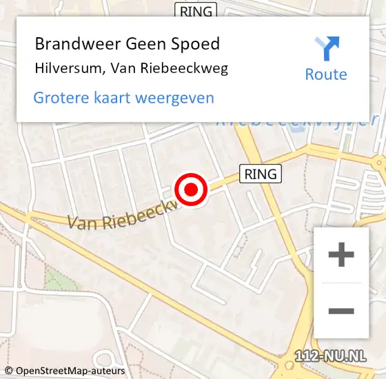 Locatie op kaart van de 112 melding: Brandweer Geen Spoed Naar Hilversum, Van Riebeeckweg op 24 februari 2017 17:38