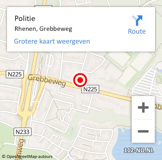 Locatie op kaart van de 112 melding: Politie Rhenen, Grebbeweg op 24 februari 2017 17:44