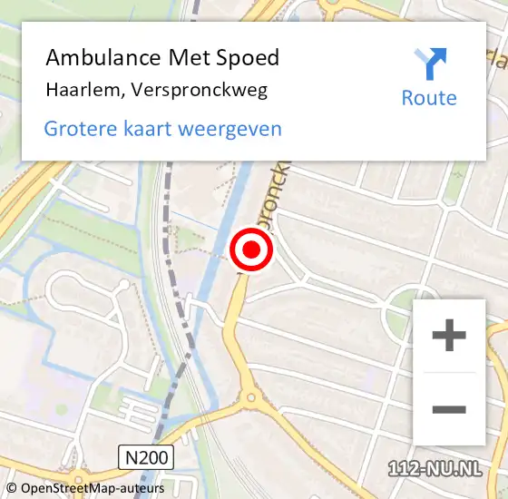 Locatie op kaart van de 112 melding: Ambulance Met Spoed Naar Haarlem, Verspronckweg op 24 februari 2017 17:58