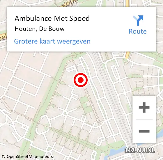 Locatie op kaart van de 112 melding: Ambulance Met Spoed Naar Houten, De Bouw op 24 februari 2017 18:05
