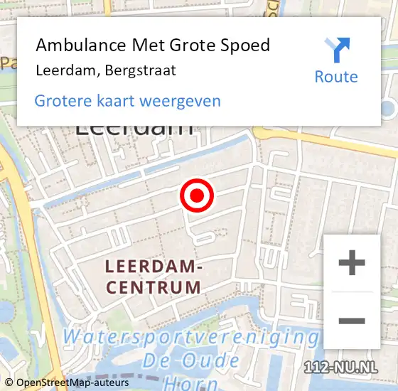 Locatie op kaart van de 112 melding: Ambulance Met Grote Spoed Naar Leerdam, Bergstraat op 24 februari 2017 18:50