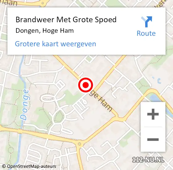 Locatie op kaart van de 112 melding: Brandweer Met Grote Spoed Naar Dongen, Hoge Ham op 24 februari 2017 19:47