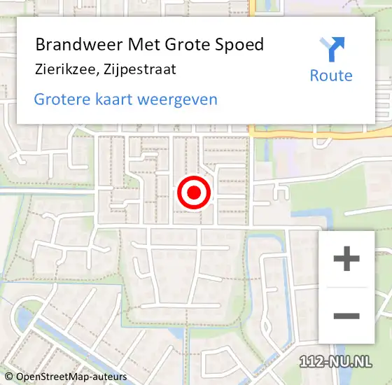 Locatie op kaart van de 112 melding: Brandweer Met Grote Spoed Naar Zierikzee, Zijpestraat op 24 februari 2017 19:50