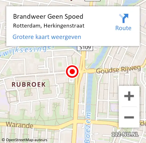 Locatie op kaart van de 112 melding: Brandweer Geen Spoed Naar Rotterdam, Herkingenstraat op 24 februari 2017 19:57