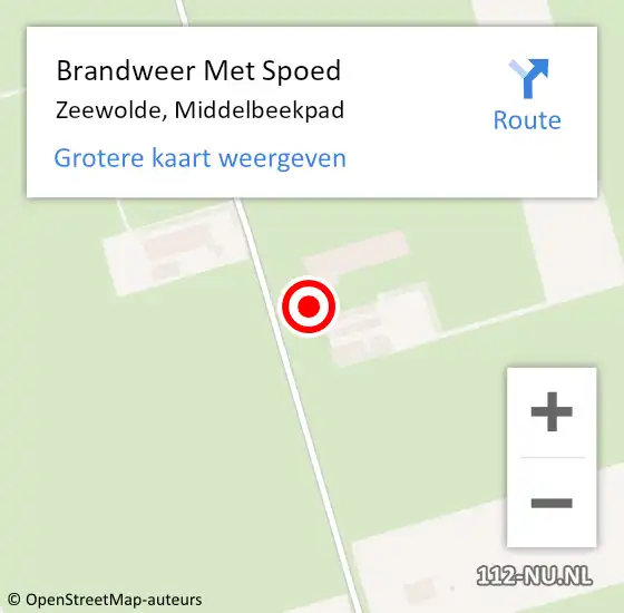 Locatie op kaart van de 112 melding: Brandweer Met Spoed Naar Zeewolde, Middelbeekpad op 24 februari 2017 20:41