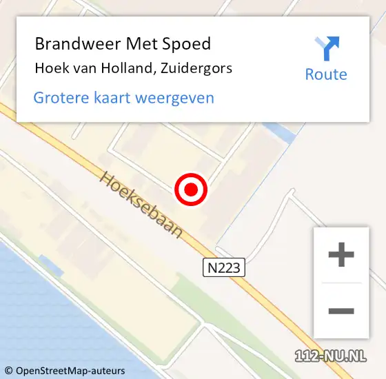 Locatie op kaart van de 112 melding: Brandweer Met Spoed Naar Hoek van Holland, Zuidergors op 24 februari 2017 21:12