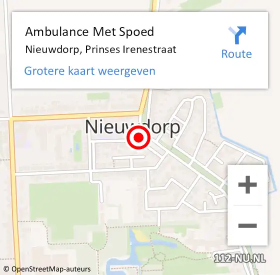 Locatie op kaart van de 112 melding: Ambulance Met Spoed Naar Nieuwdorp, Prinses Irenestraat op 24 februari 2017 23:21