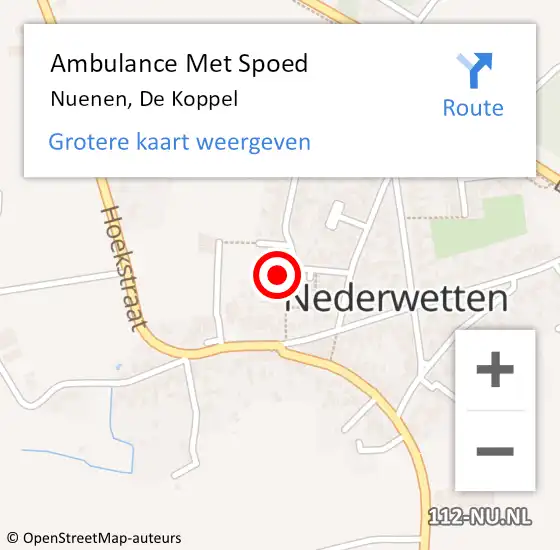 Locatie op kaart van de 112 melding: Ambulance Met Spoed Naar Nuenen, De Koppel op 24 februari 2017 23:36