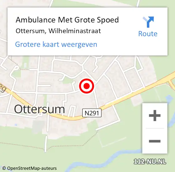 Locatie op kaart van de 112 melding: Ambulance Met Grote Spoed Naar Ottersum, Wilhelminastraat op 24 februari 2017 23:55