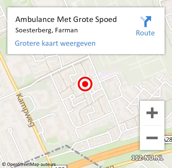 Locatie op kaart van de 112 melding: Ambulance Met Grote Spoed Naar Soesterberg, Farman op 12 januari 2014 08:19