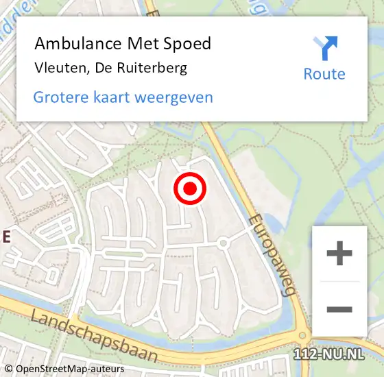 Locatie op kaart van de 112 melding: Ambulance Met Spoed Naar Vleuten, De Ruiterberg op 25 februari 2017 01:10