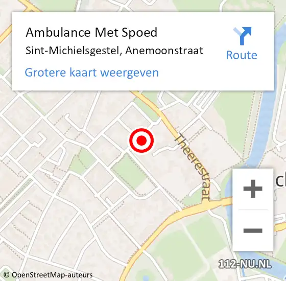 Locatie op kaart van de 112 melding: Ambulance Met Spoed Naar Sint-Michielsgestel, Anemoonstraat op 25 februari 2017 01:10