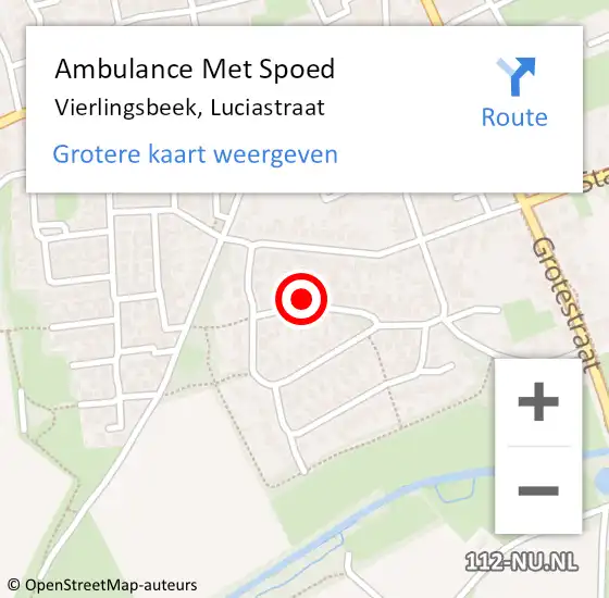 Locatie op kaart van de 112 melding: Ambulance Met Spoed Naar Vierlingsbeek, Luciastraat op 25 februari 2017 01:45